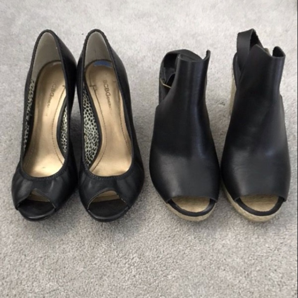 2 pairs of cute black wedges size 6.5